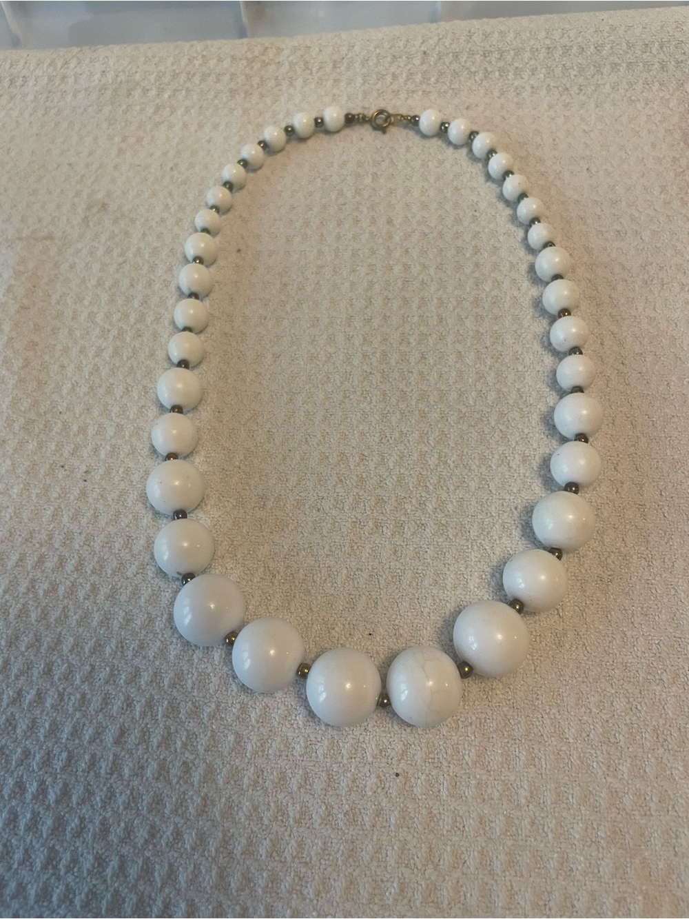 White Beaded Statement Necklace